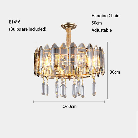 Modern Dimmable Led Chandeliers - Black Gray Crystal Lustres For Bedroom Decor & Ceiling Home