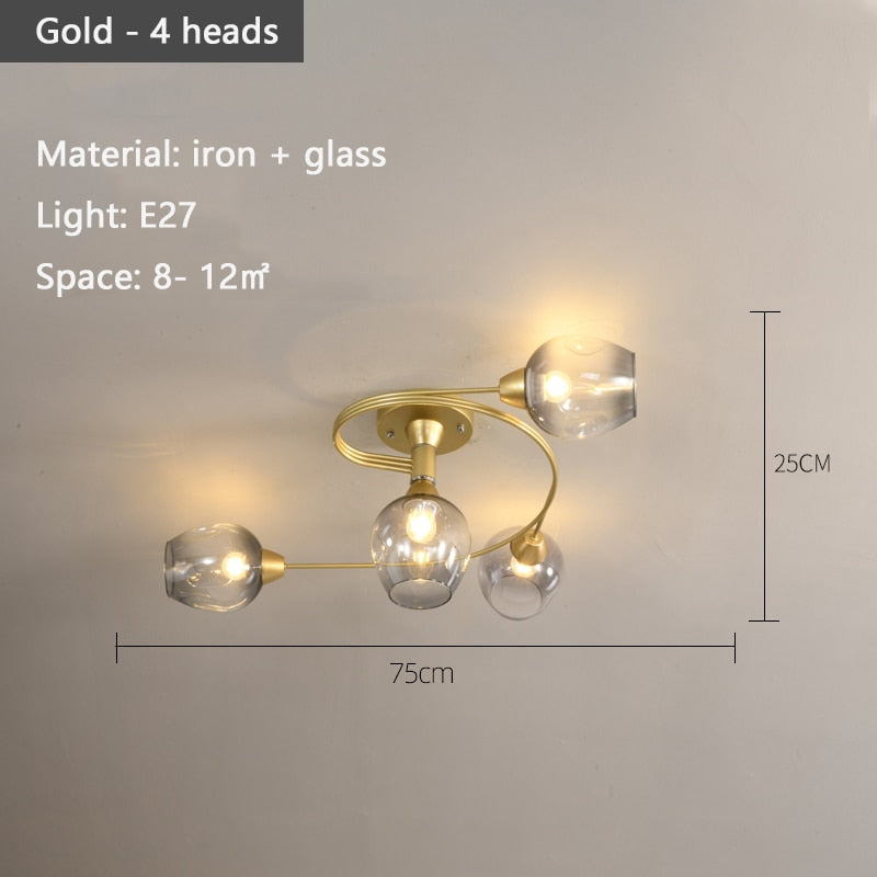 Luna Art Deco Series - Nordic Modern Glass Molecular Led Ceiling Lamp For Living Room Dining