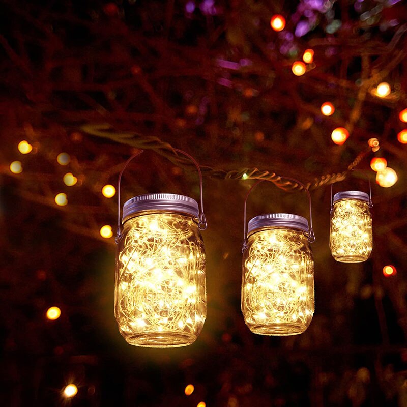 Solar Mason Jar Lid Light 30 Leds Fairy String Lights Garden Hanging Lantern Waterproof Outdoor