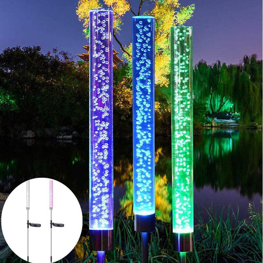 Solar Tube Lights Garden Decoration Outdoor Acrylic Bubble Light Waterproof Rgb Color Changing Led