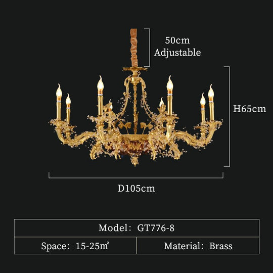 Baroque Copper Oversize Pendant Light Antique Brass Chandelier Hallway 8Lights D105 H65Cm