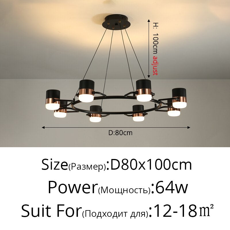 Modern Led Rotatable Bright Chandelier Lighting Restaurant Spotlight Hanging Lamp Nordic Living