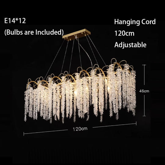 Crystal Wistaria Led Lights Ceiling Chandeliers New Luxury Gold Remote Control Hanging Lamps Home