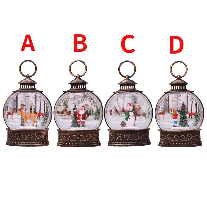 Lighted Christmas Snow Globe Lantern Battery Operated Led Night Light With Hook Tree Ornaments Gift