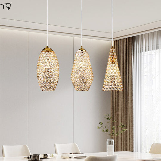 Italian Design Luxury Gold Lustre Crystal Pendant Lights Modern Light Fixtures For Living/Dining