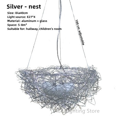 Nordic Creative Aluminum Wire Bird Nest Pendant Lights For Bedroom Hallway Children Room Restaurant