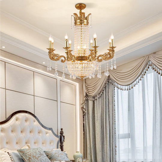 French Style Brass Chandelier High Standard In Quality Lamps With Crystals Hanging Pendant Light