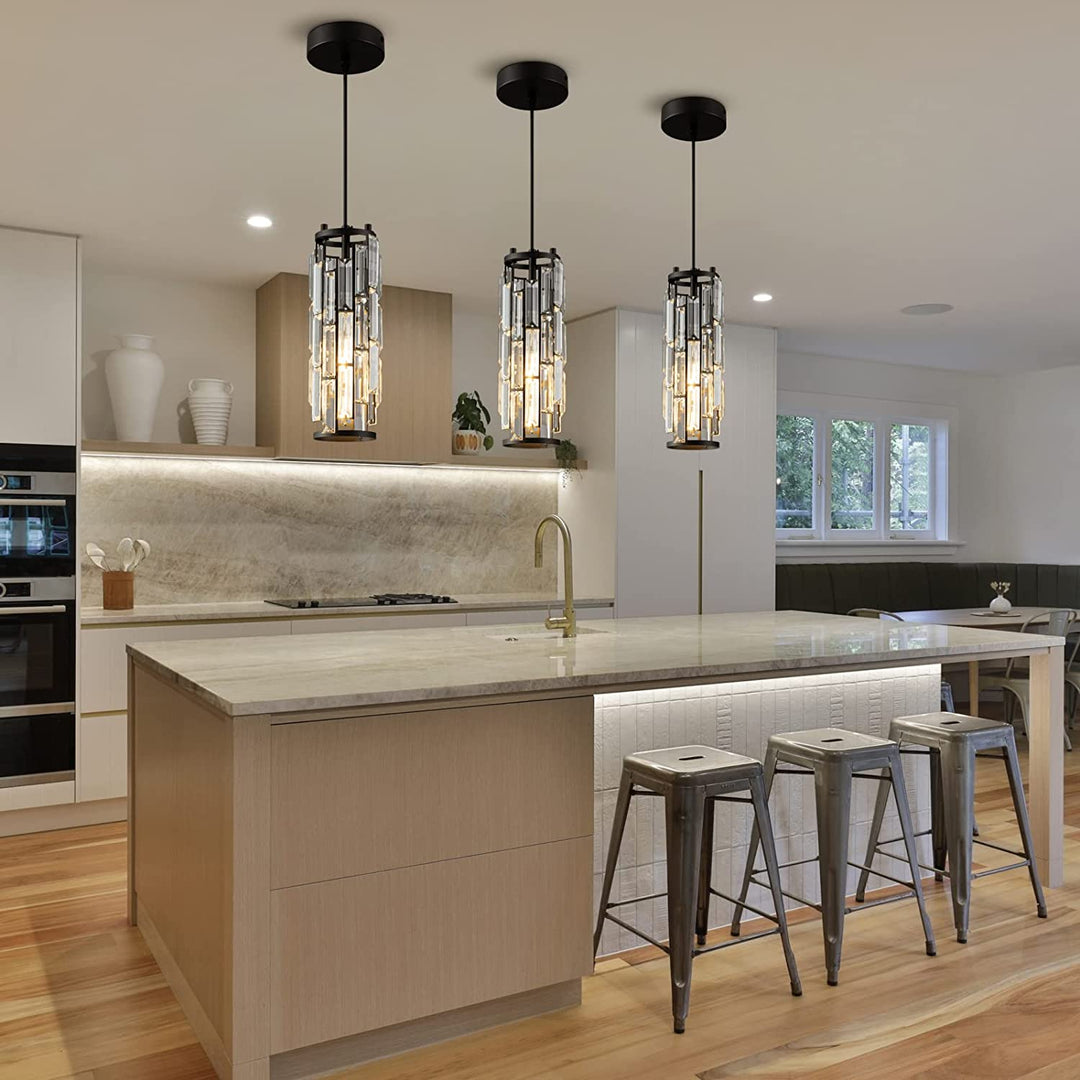 Adjustable Modern Pendant Light: Elegant Crystal Chandeliers For Kitchen Island Dining Room And