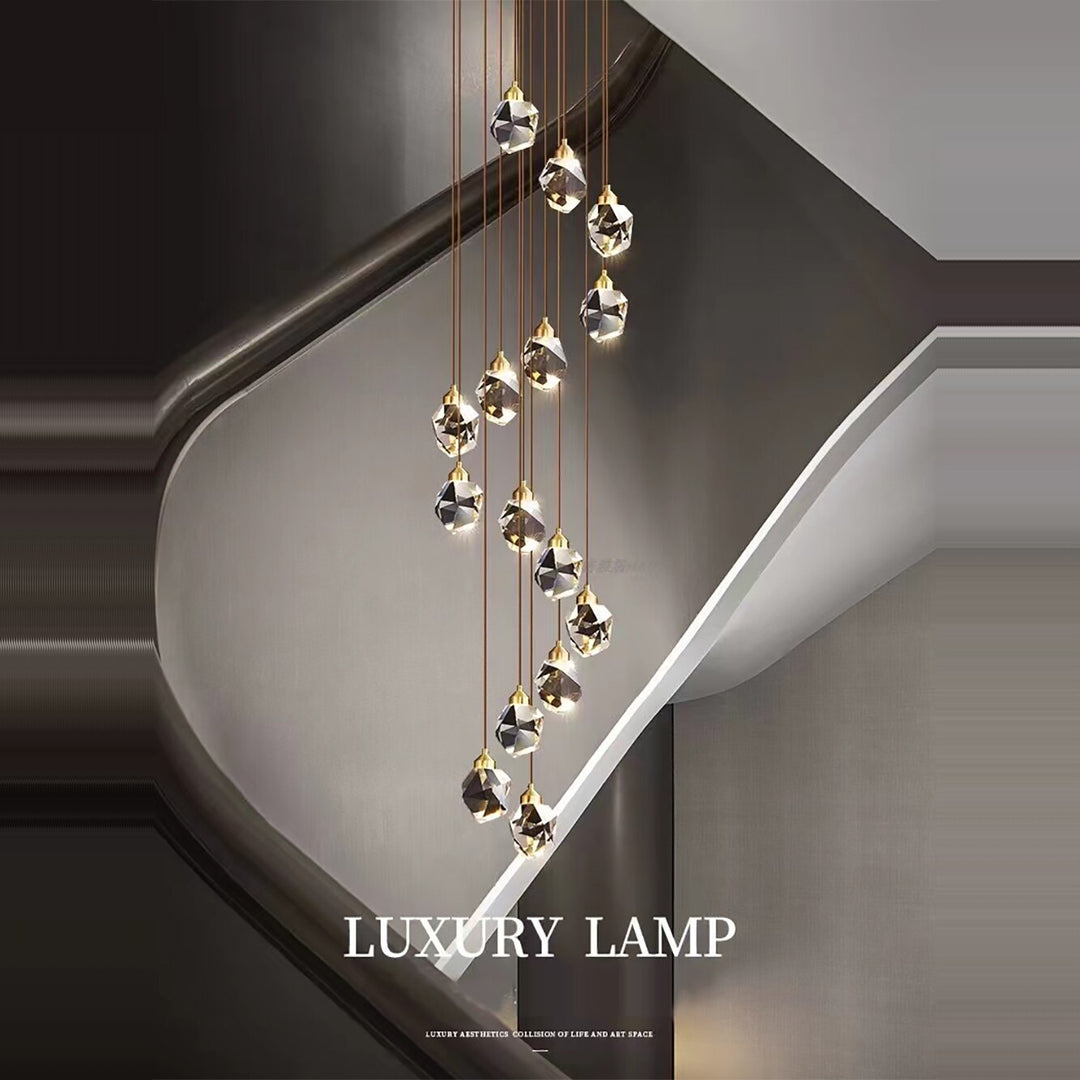 Chandelier Lighting Modern Luxury Led Crystal Fixtures Round Glass Ball Ceiling Light Long