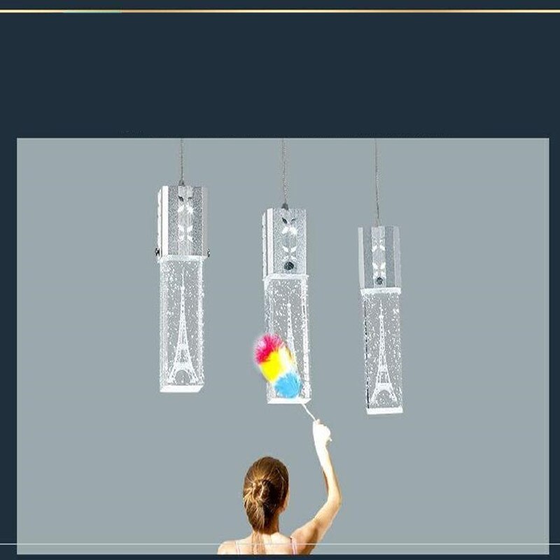 Crystal Pendant Light 3 Head Led Lights Bubble New Modern Column Pendant Lamp Pyramid Transparent