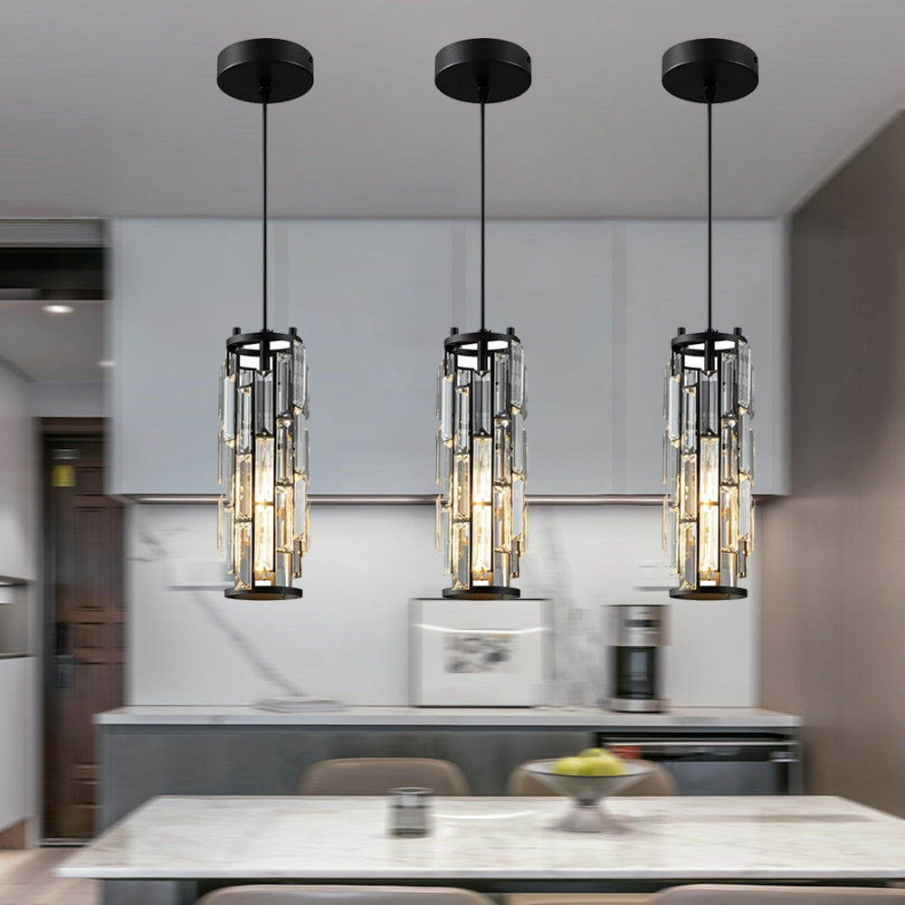 Adjustable Modern Pendant Light: Elegant Crystal Chandeliers For Kitchen Island Dining Room And