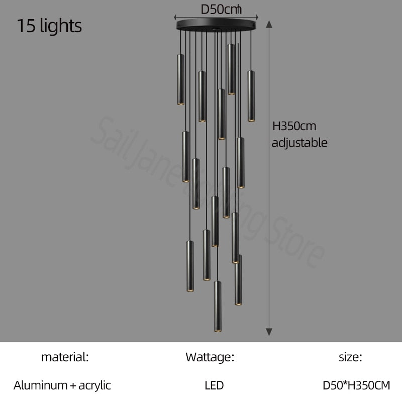 Cylindrical Long Pendant Lamp Nordic Modern Living Room Designer Loft Simple Kitchen Bedroom Bar