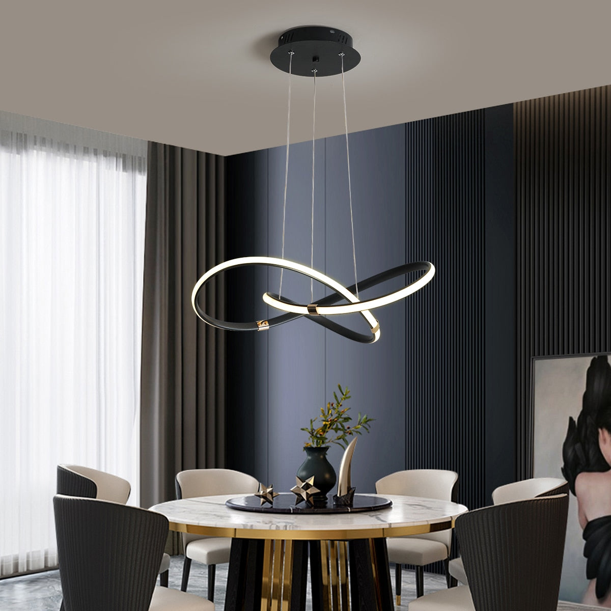 Modern Led Pendant Lights Dia540Mm Lamp 90-265V Suspension For Dinning Kitchen Room Bar Shop