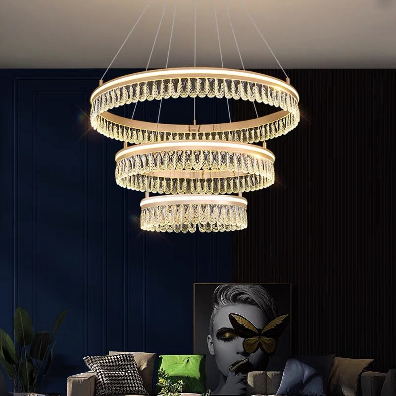 Duplex Nordic 5 Layer Led Luxury Crystal Designer Chandelier Lustre Lighting Modern New Style