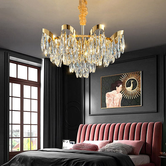 Dimmable Lights Led Ceiling Chandelier New Lustres Luxury Gold Hanging Lamps Crystal Home Decor