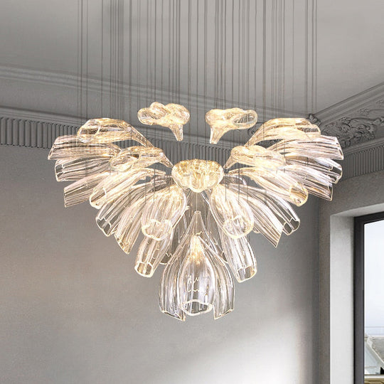 Modern Big Glass Chandelier For Living Room Led Home Decor Indoor Lighting Luxury Silver Hanging