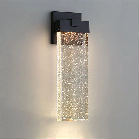 Modern Led Waterproof Wall Light With Essence Bubble Glass - Matte Black Finish Indoor/Outdoor Wall