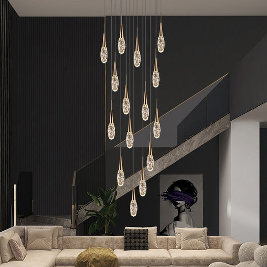 Diamond Crystal Chandelier Gold Interior Designer Living Room Lamp Villa Restaurant Attic Modern