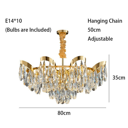 Dimmable Lights Led Ceiling Chandelier New Lustres Luxury Gold Hanging Lamps Crystal Home Decor