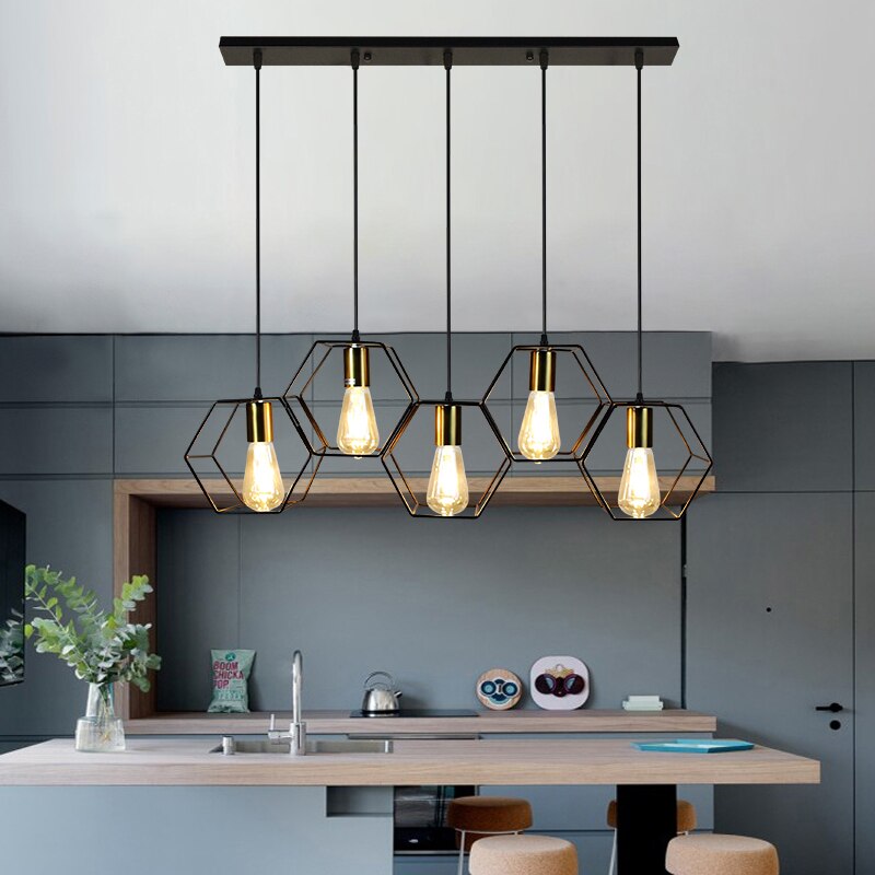 Modern Loft 3/5 Led Hanging Lighting Metal Pendant Lamp Indoor For Living Room Kitchen Light