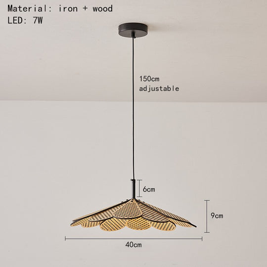 Korean Wood Dining Room Pendant Lights Petal Shape Warm Bedroom Kitchen Shop Lamp Cord Adjustable