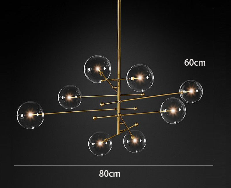 Modern Bronze Glass Pendant Light Bubbles Chandelier Study Living Room Restaurant Hanging Lamp