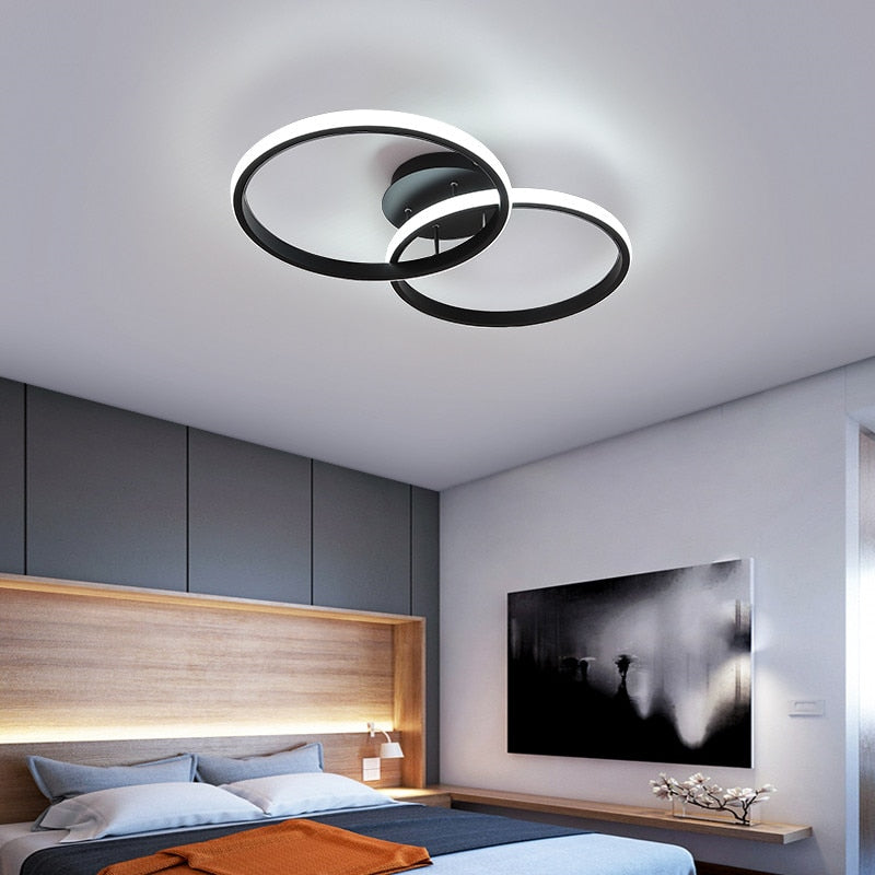 Nordic Black White Led Ceiling Lights For Living Room Dining Rings Lamps Kitchen Bedroom Indoor