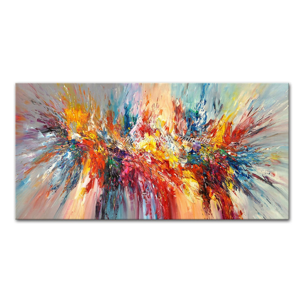 Handcrafted Large Abstract Oil Painting - Modern Home Decor Canvas Art 50X100Cm Unframed /