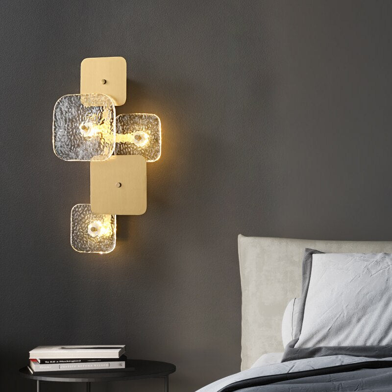 Art Design Brass Wall Lights Clear Glass Parlor Hotel Room Restaurant Sofa Background Sconce Home