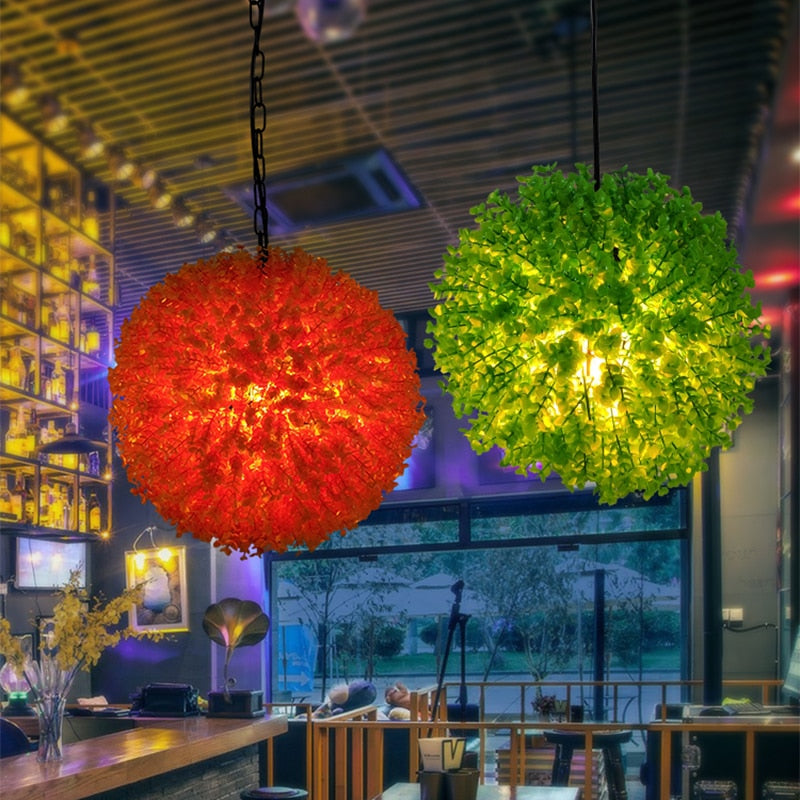 Simulation Green Plant Ball Chandelier Theme Pub Restaurant Net Red With The Same Decoration