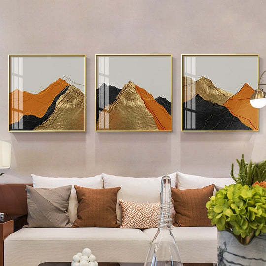 Modern Minimalist Mountain Landscape Canvas Wall Poster Painting