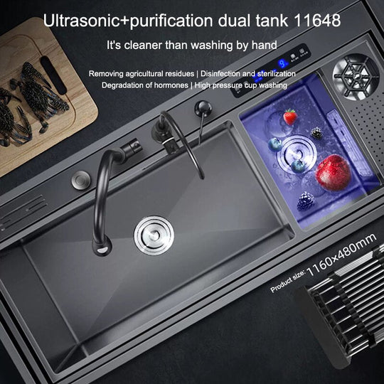 Kitchen Sink Stainless Steel Dishwashing Ultrasonic Dishwasher Multifunctional Intelligent Net