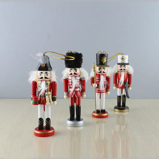 4Pcs/Set 13Cm Nordic Style Wooden Nutcracker Puppet Small Soldier Pendant Crafts Decoration