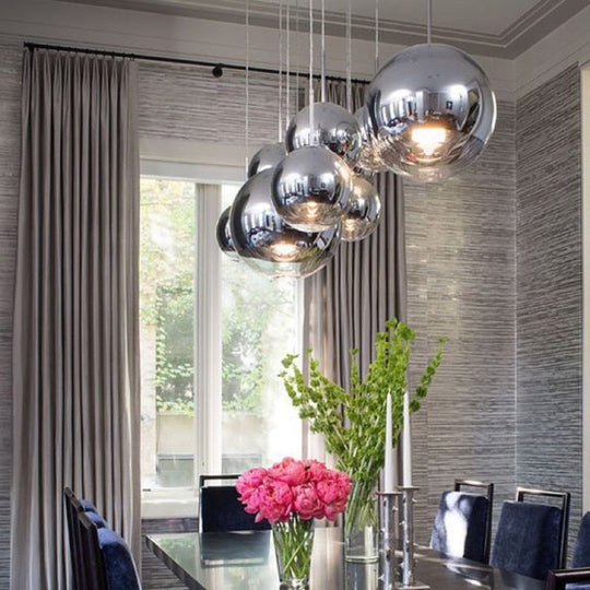 Modern Nordic Mirror Plating Ball Chandelier: Stylish Pendant Lights For Living Room Bedroom And