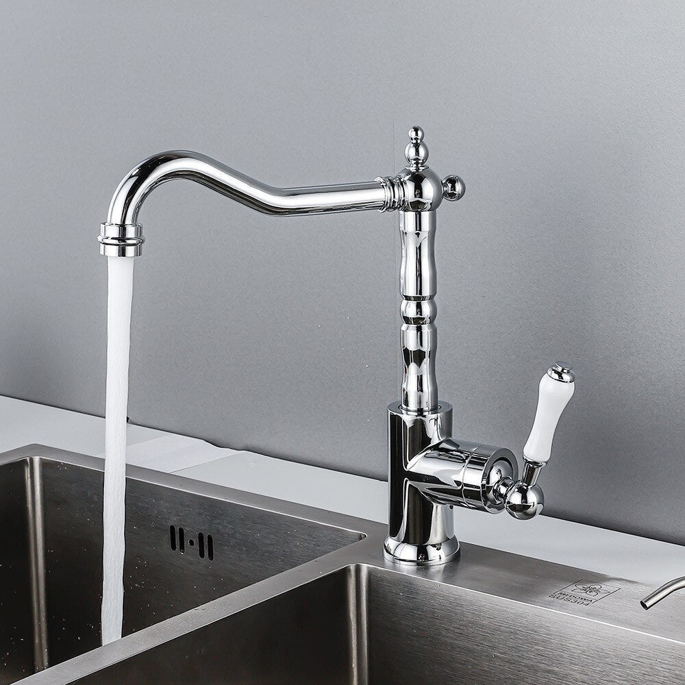 Kitchen Faucets Black For Antique Sink Mixer Single Lever Chrome Mixers Tap Hot Cold Water Crane /