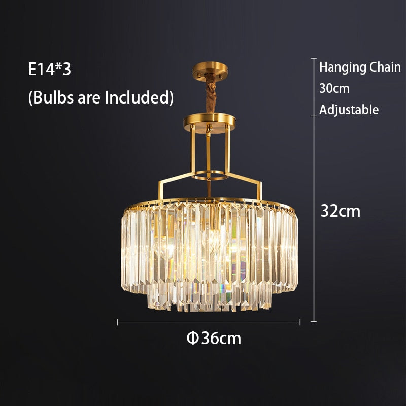 Copper Crystal Grandeur: Rectangular Led Chandeliers For Dining Tables 36Cm / White Light Chandelier