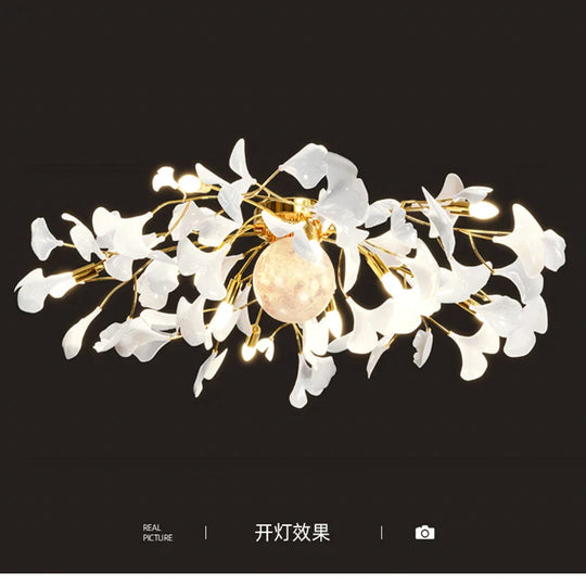 Ava1 - Modern Ginkgo Leaf Led Ceiling Chandelier Stylish Decor For Living Room And Bedroom Ceiling