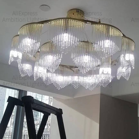 Lustrous Allure: Stainless Steel Crystal Led Chandeliers For Luxurious Spaces Chandelier