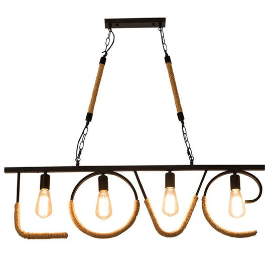 Hemp Rope Industrial Multiple Heads E27 Led Pendant Lamp Coffee Store Bar Loft Dining Room Wrought