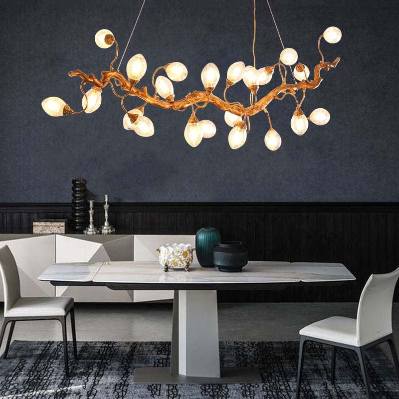 Vintage Glass Aluminum Led Chandeliers: Retro Pendant Lights For Living Room Home Decoration Light