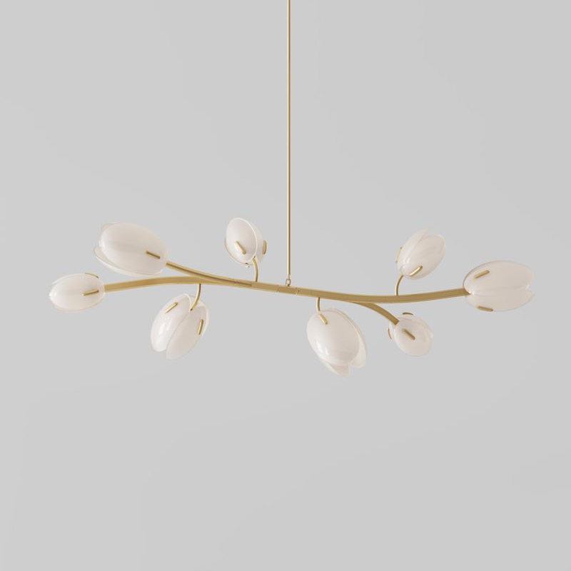 Bloom - Designer Minimalist Flower Bud Chandelier For Living Room And Dining 8Heads White Pendant