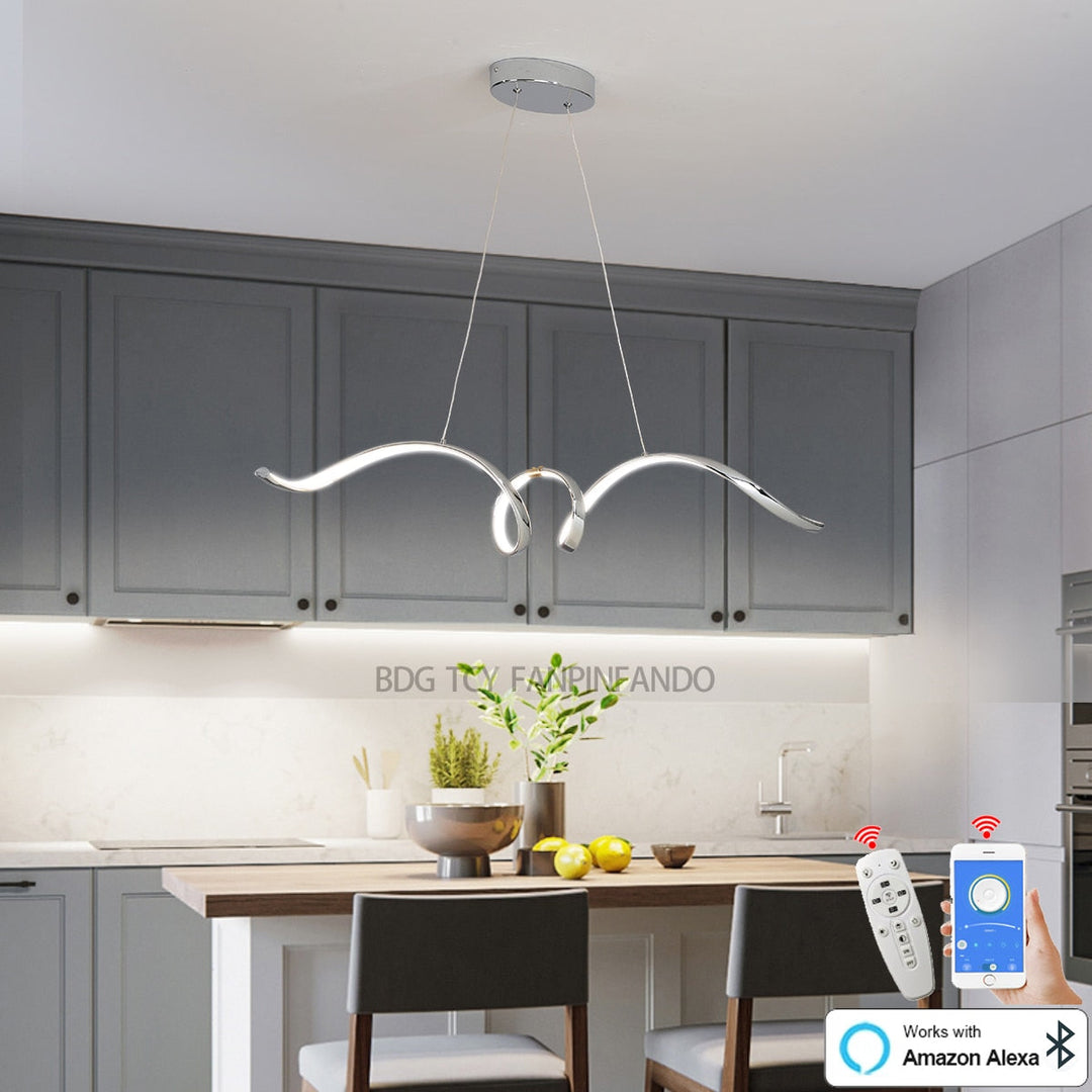 Modern Led Pendant Ligh Gold/Chrome Kitchen Island Lamp Dining Room Chandelier 90-260V Lighting