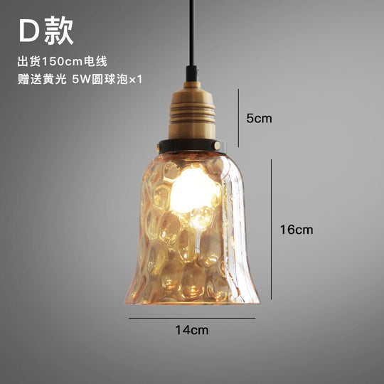 Luxury Retro Industrial Water Ripples Glass Pendant Lights Led E14 Simple Modern Light Fixtures For