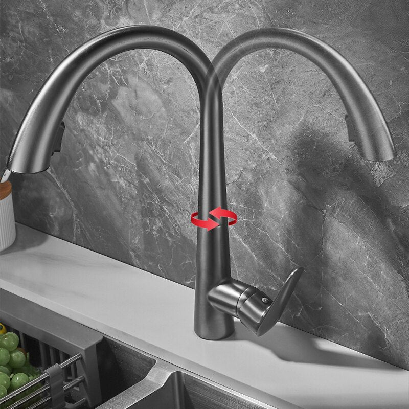 Single Handle Hole Pull Out Spray Brass Kitchen Sink Faucet Mixer Cold Hot Water Taps Torneira