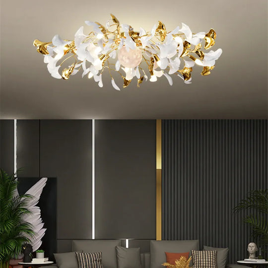 Ava1 - Modern Ginkgo Leaf Led Ceiling Chandelier Stylish Decor For Living Room And Bedroom Ceiling