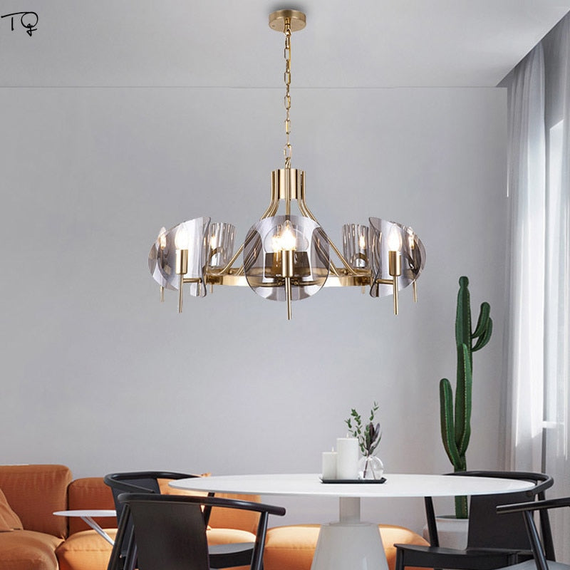 Lustre Modern Chandelier Lighting Designer Glass Metal Suspension Luminaire Industrielle Art Decor