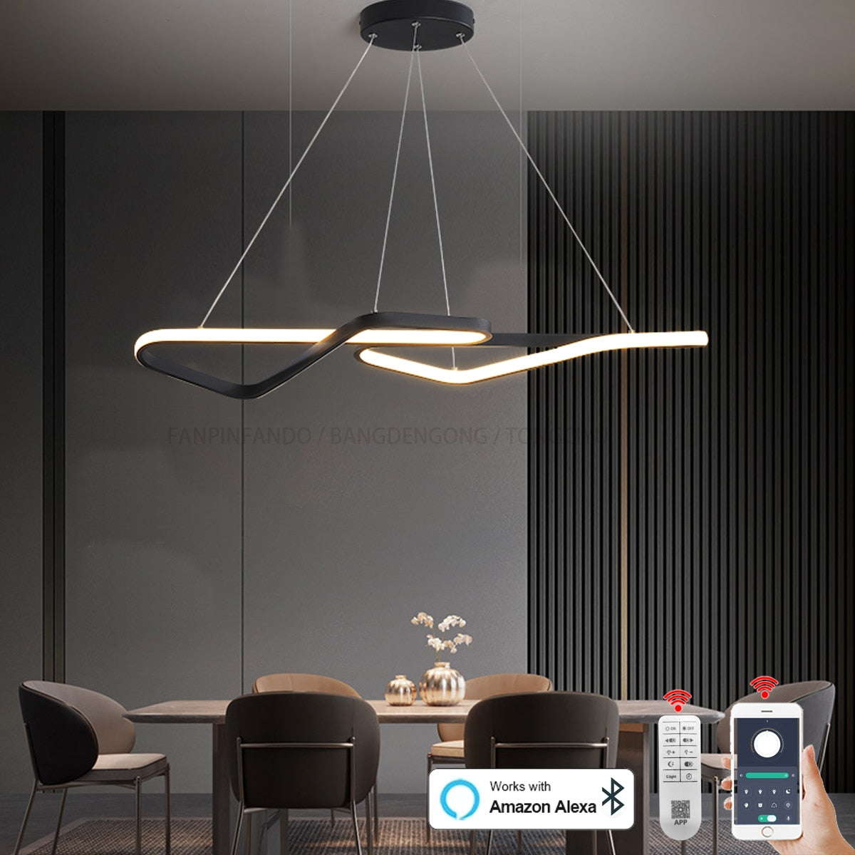 Modern Led Chandeliers Pendant Lamps Chandelier For Dining Room Restaurant Island Lustre Black