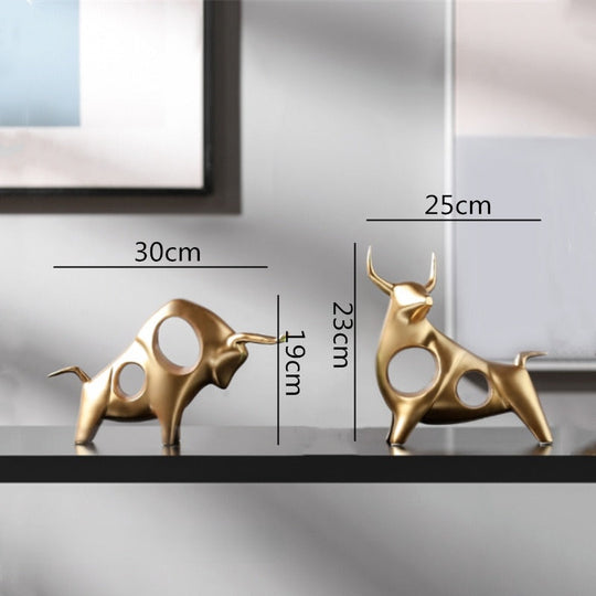 Golden Bull Sculpture: Abstract Resin Decor With European Flair Items