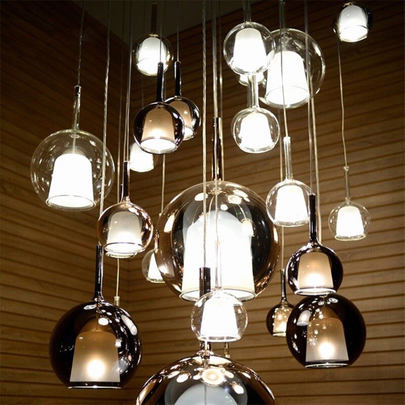 New Glass Penta Glo Led Suspension Pendant Light For Kitchen Island Living Room Gray Indoor Decor