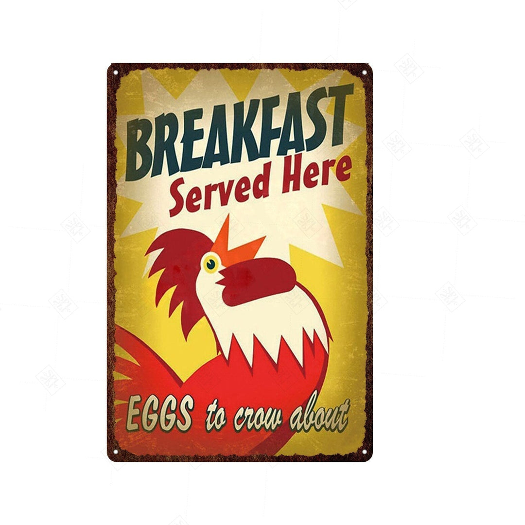 Vintage Chicken And Fresh Eggs Tin Sign: Farmhouse Kitchen Farm Wall Art Decor 11 / 20X30Cm Painting